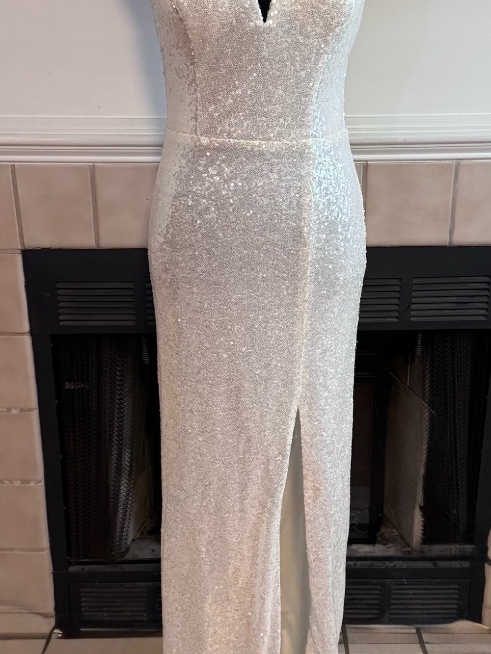 B Darlin White Sequin Party Dress